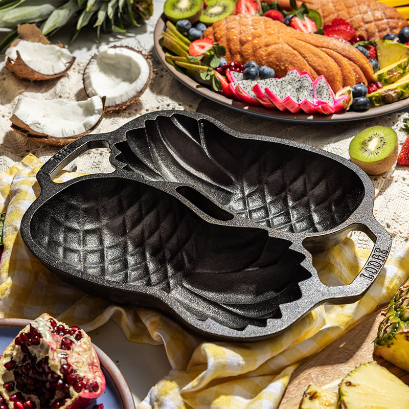 Seasoned Cast Iron Pineapple Pan | Kitchen Starter Bundle