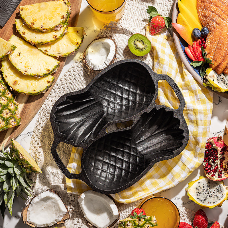 Seasoned Cast Iron Pineapple Pan | Kitchen Starter Bundle