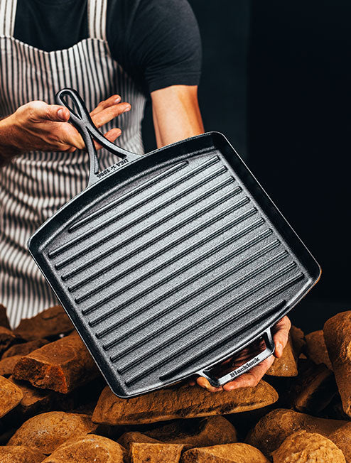 Blacklock 12 Inch Lightweight Cast Iron Grill Pan | Stovetop and Grill Cooking