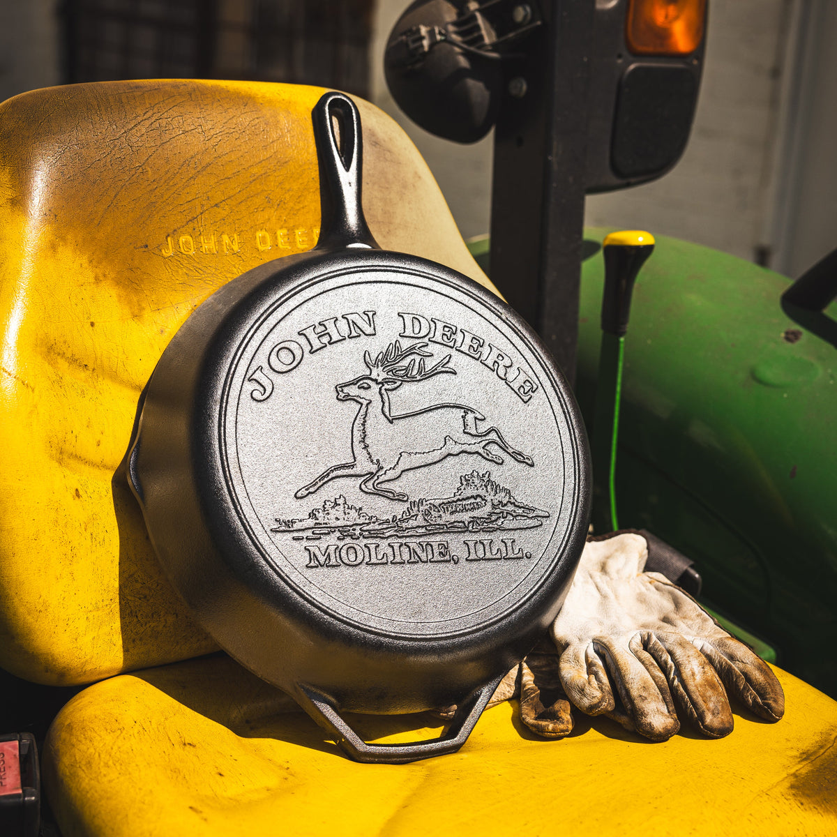 12 Inch Seasoned Cast Iron Skillet, John Deere Hometown | Everyday Seasoned Cast Iron