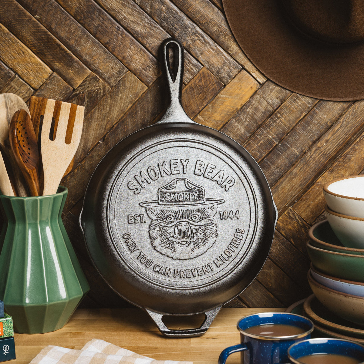 10.25 Inch Seasoned Cast Iron Smokey Bear Skillet | Everyday Seasoned Cast Iron
