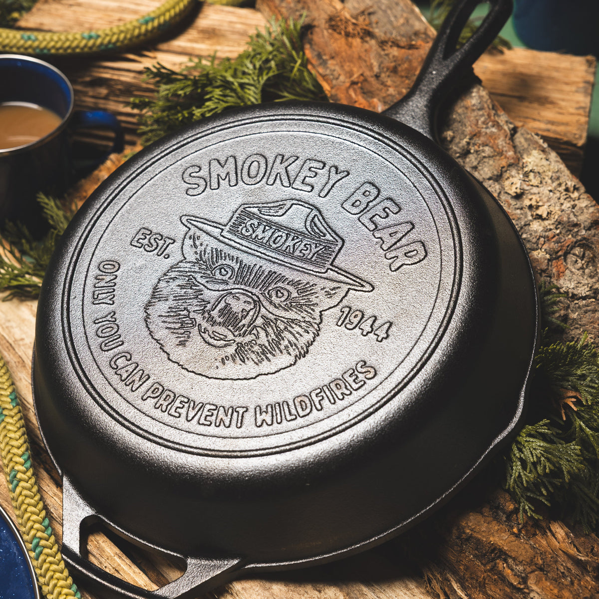 10.25 Inch Seasoned Cast Iron Smokey Bear Skillet | Everyday Seasoned Cast Iron