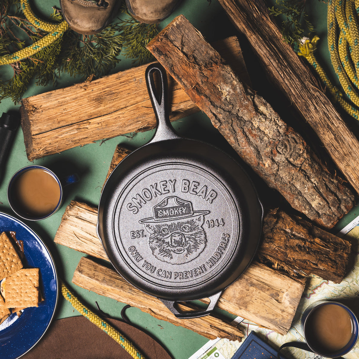 10.25 Inch Seasoned Cast Iron Smokey Bear Skillet | Everyday Seasoned Cast Iron
