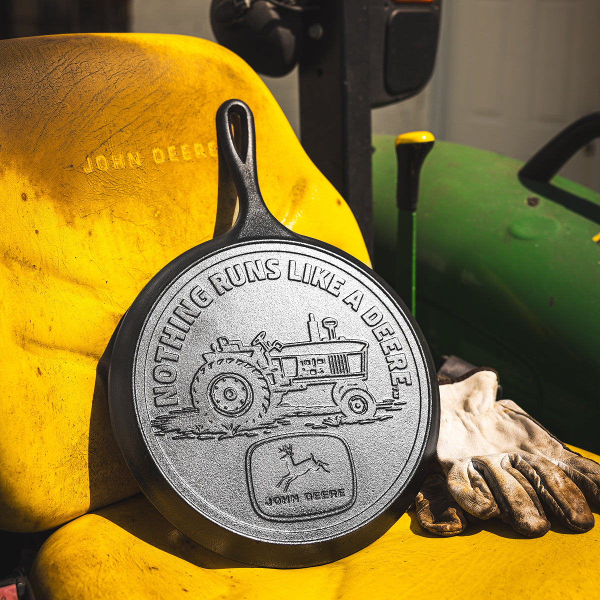 10.5 Inch Seasoned Cast Iron Griddle, John Deere Tractor | Stovetop and Grill Cooking