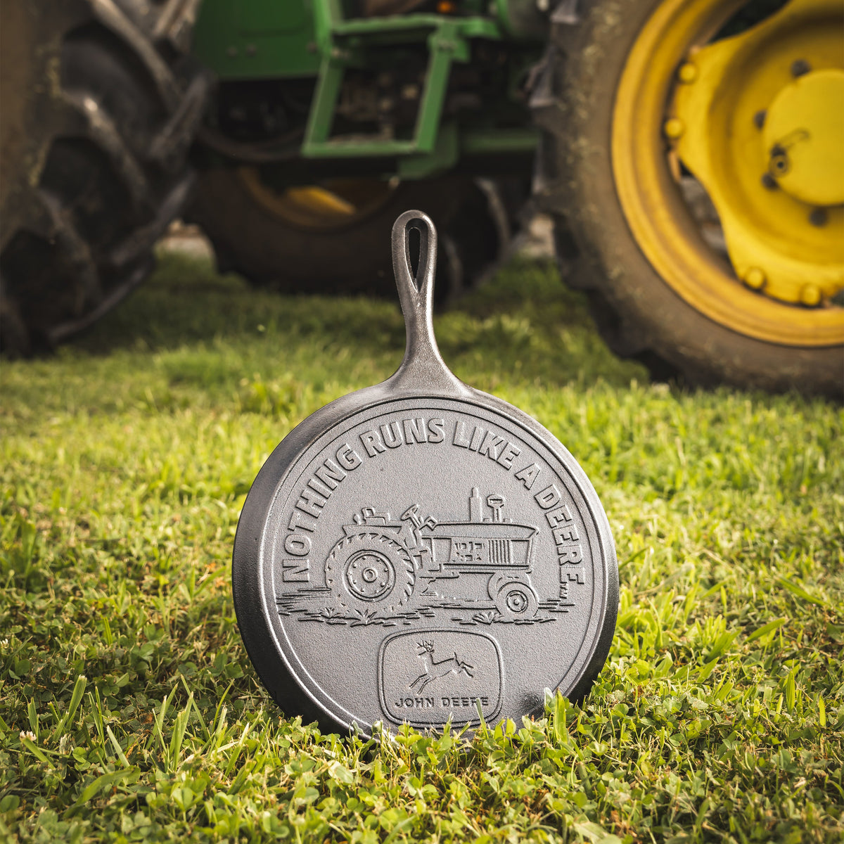 10.5 Inch Seasoned Cast Iron Griddle, John Deere Tractor | Stovetop and Grill Cooking
