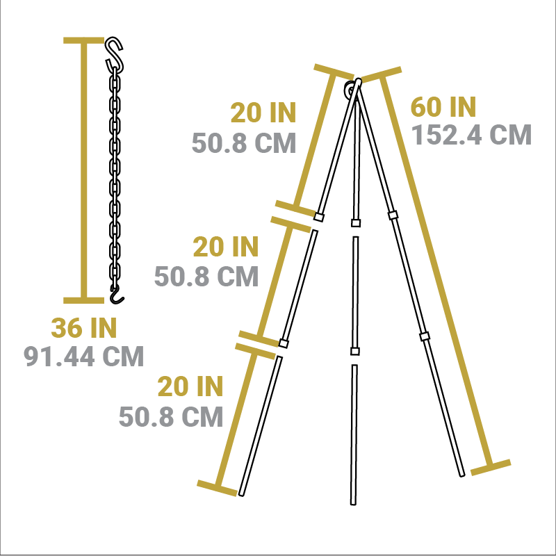 Adjustable Camp Tripod | Campfire Cooking Gear