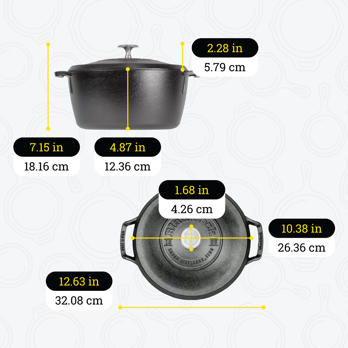 Blacklock 5.5 Quart Lightweight Cast Iron Dutch Oven | Versatile Cast Iron Cooking