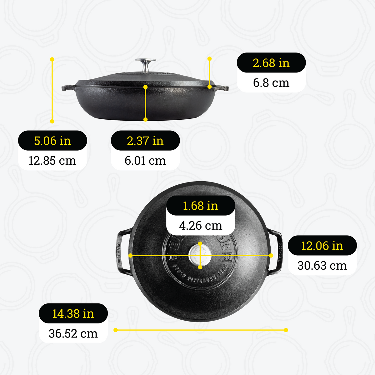 Blacklock 4 Quart Lightweight Cast Iron Braiser | Lightweight Premium Cast Iron
