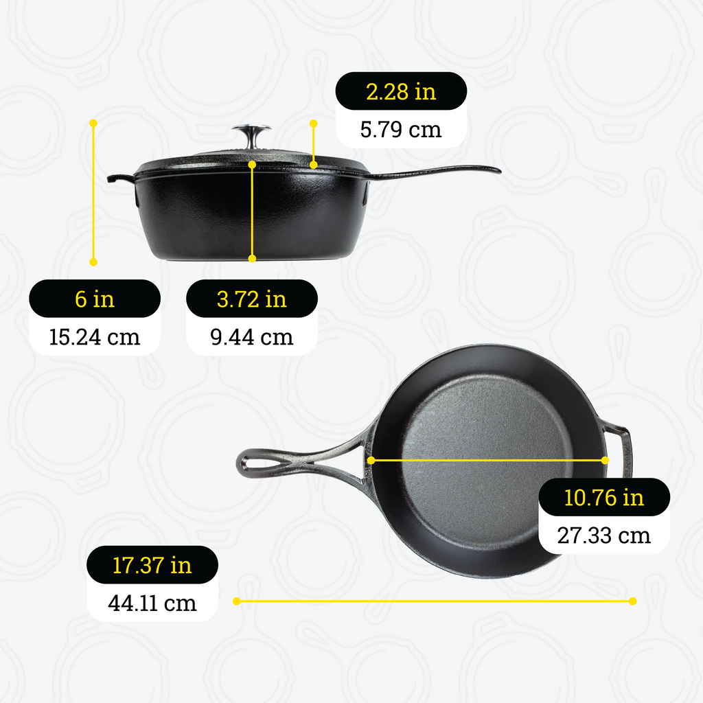 Blacklock 4 Quart Lightweight Cast Iron Deep Skillet With Lid | Everyday Seasoned Cast Iron