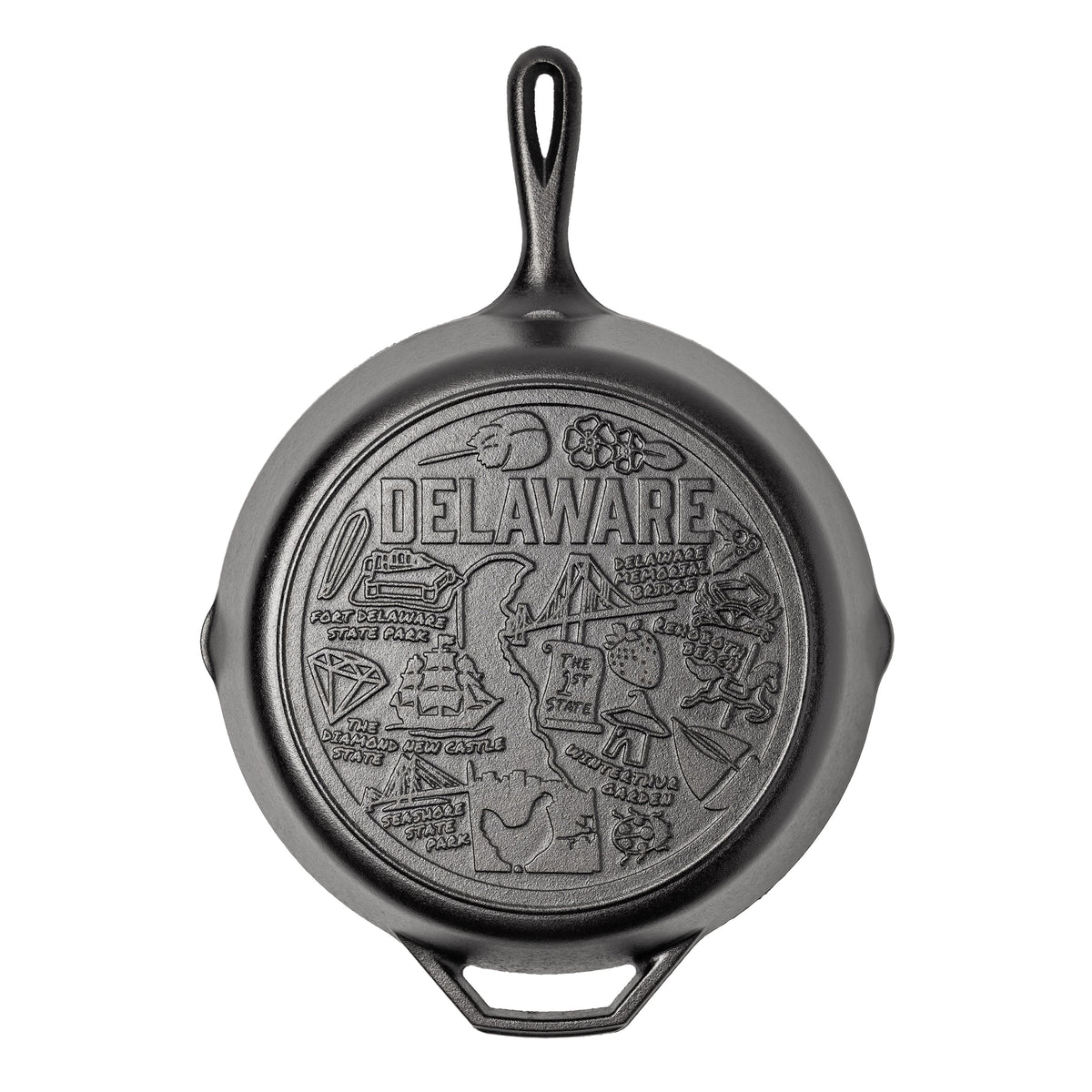 American Road Trip 12 Inch Seasoned Cast Iron Skillet, Delaware | Everyday Seasoned Cast Iron