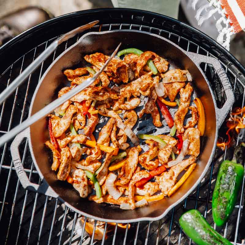 12 Inch Seasoned Cast Iron Dual Handle Grilling Basket | Outdoor Cooking Essential