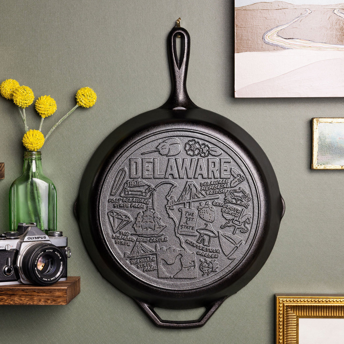 American Road Trip 12 Inch Seasoned Cast Iron Skillet, Delaware | Everyday Seasoned Cast Iron