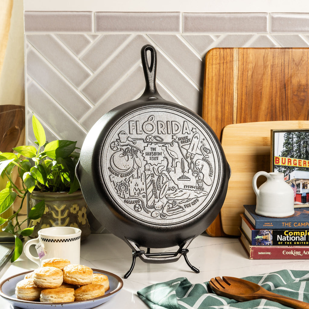 American Road Trip 12 Inch Seasoned Cast Iron Skillet, Florida | Everyday Seasoned Cast Iron
