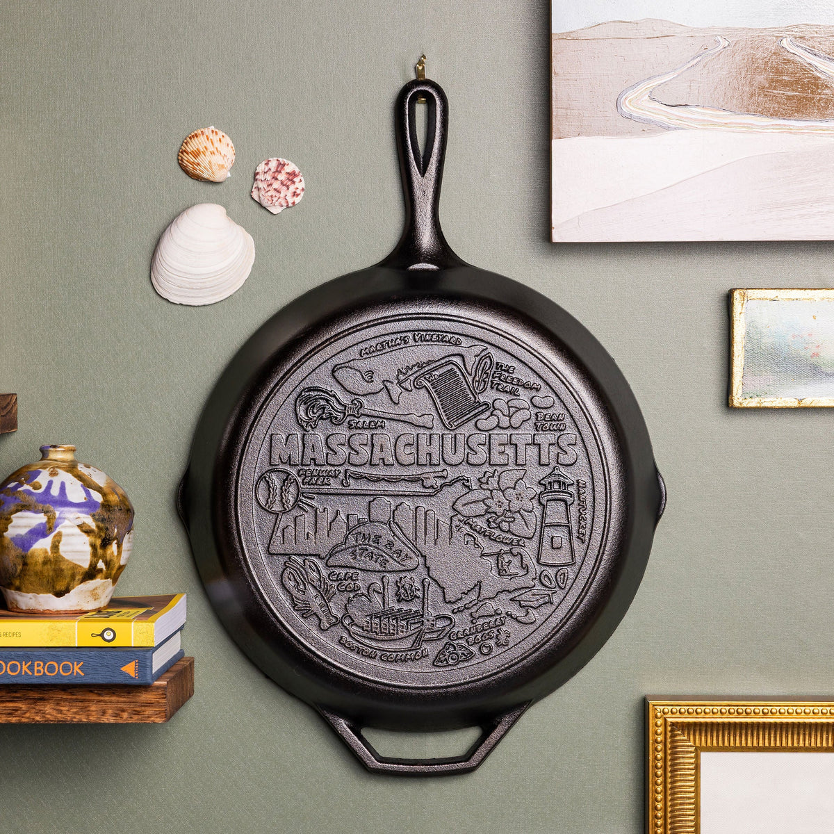 American Road Trip 12 Inch Seasoned Cast Iron Skillet, Massachusetts | Everyday Seasoned Cast Iron