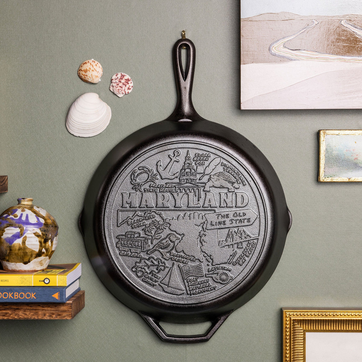 American Road Trip 12 Inch Seasoned Cast Iron Skillet, Maryland | Everyday Seasoned Cast Iron