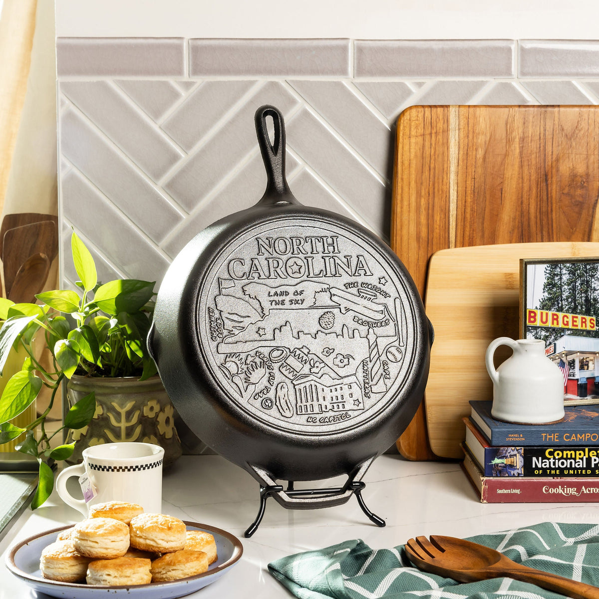 American Road Trip 12 Inch Seasoned Cast Iron Skillet, North Carolina | Everyday Seasoned Cast Iron