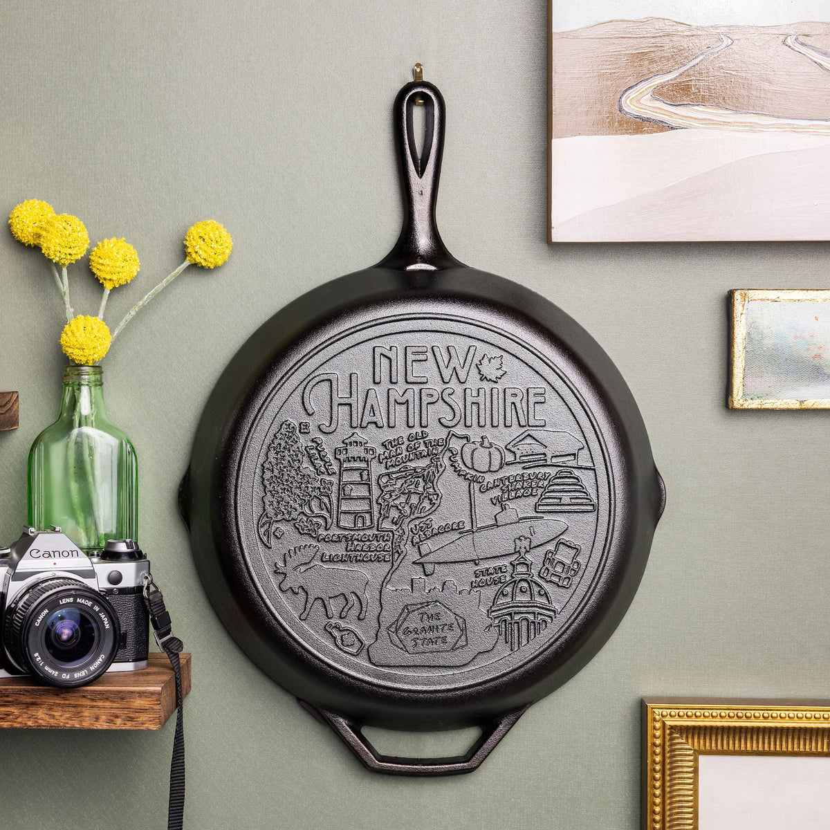 American Road Trip 12 Inch Seasoned Cast Iron Skillet, New Hampshire | Everyday Seasoned Cast Iron