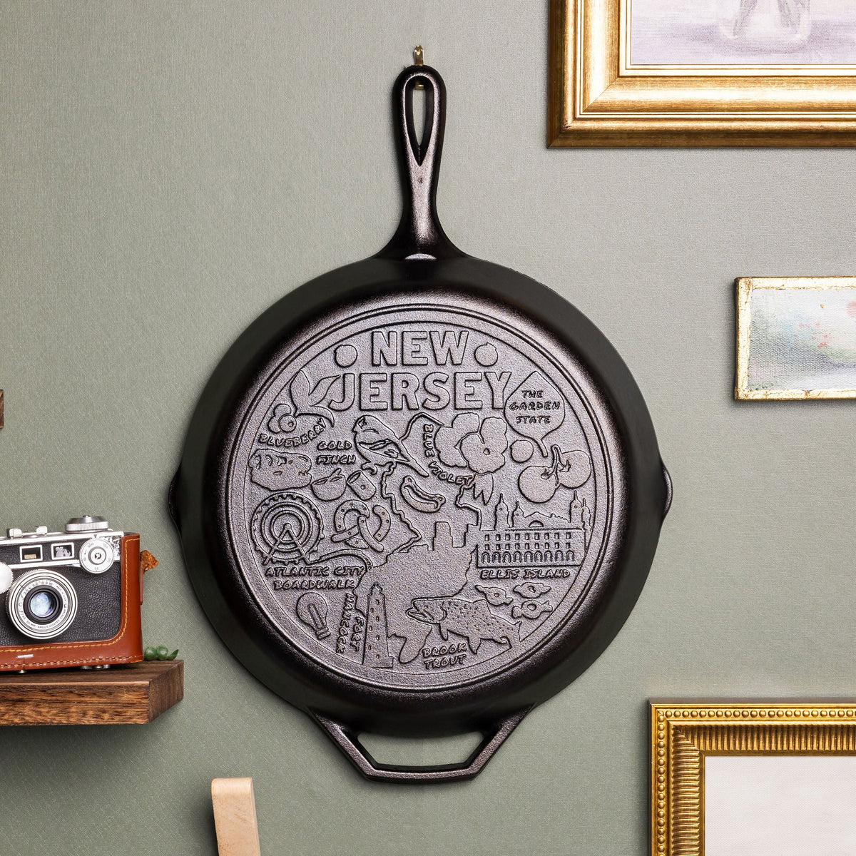 American Road Trip 12 Inch Seasoned Cast Iron Skillet, New Jersey | Everyday Seasoned Cast Iron