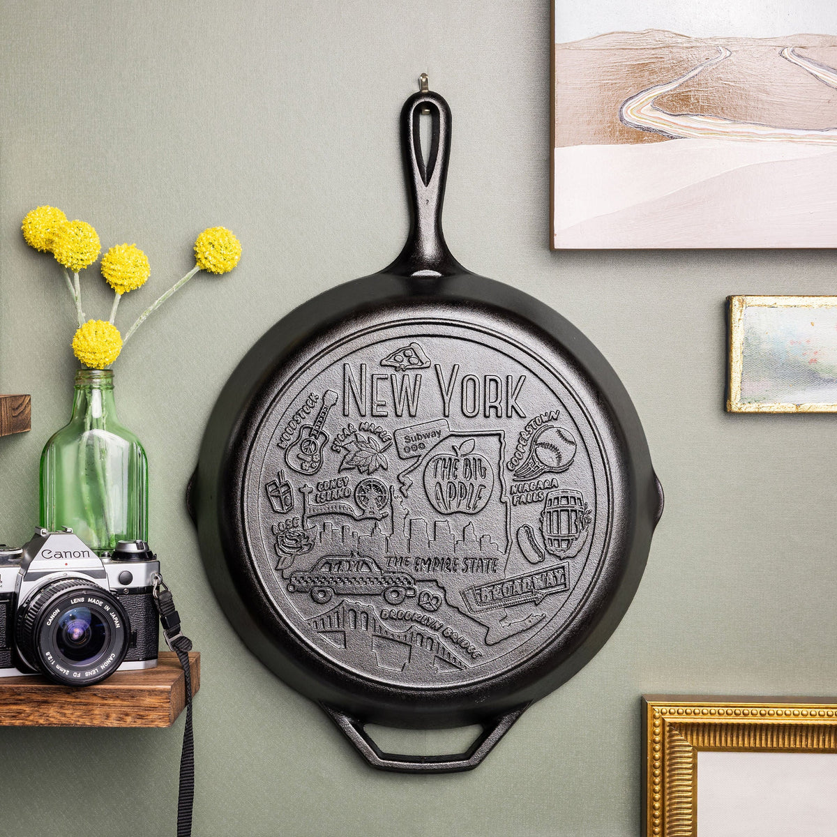 American Road Trip 12 Inch Seasoned Cast Iron Skillet, New York | Everyday Seasoned Cast Iron