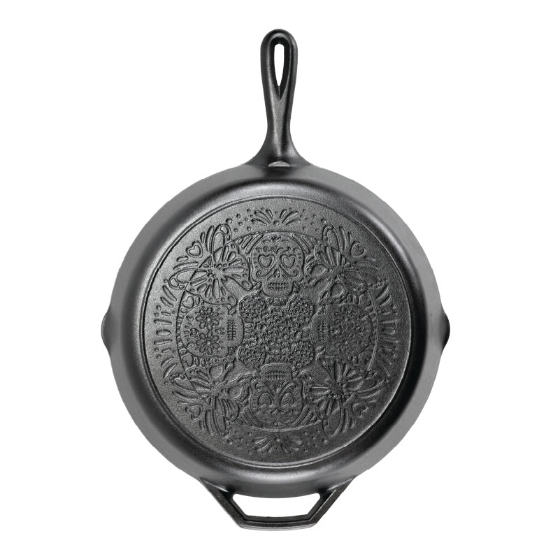 12 Inch Seasoned Cast Iron Butterfly Sugar Skull Skillet | Everyday Seasoned Cast Iron
