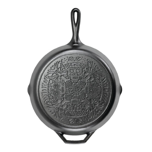 12 Inch Seasoned Cast Iron Butterfly Sugar Skull Skillet | Everyday Seasoned Cast Iron