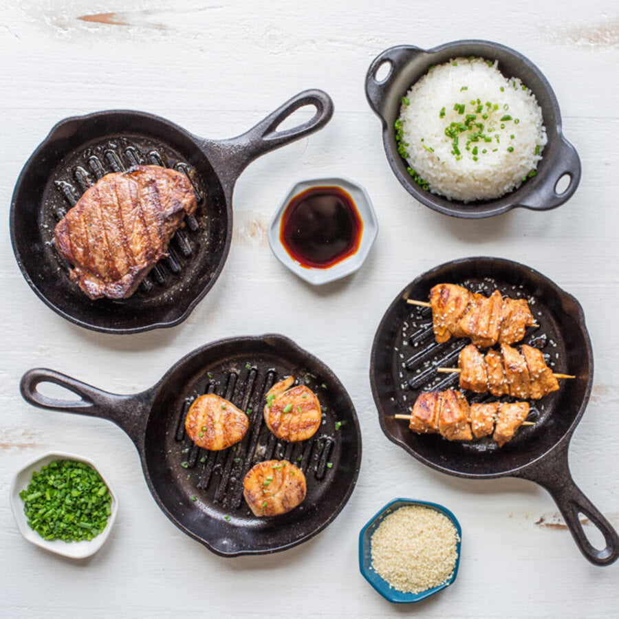 Round Cast Iron Grill Pan | Stovetop and Grill Cooking