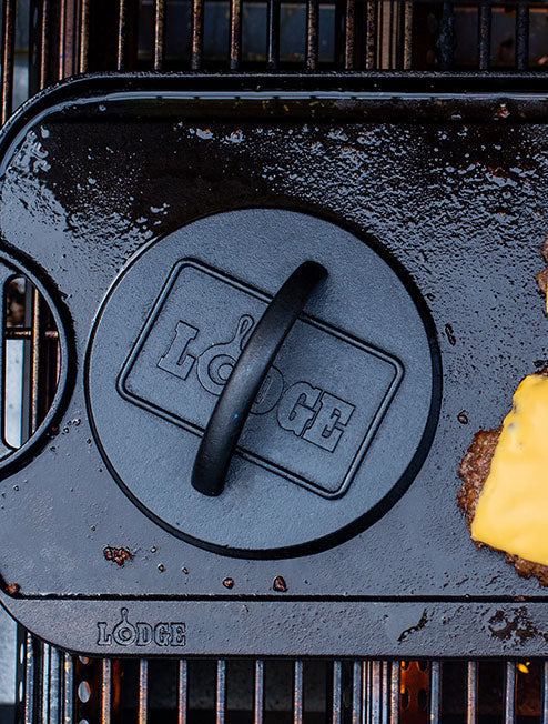 6.25 Inch Seasoned Cast Iron Burger Press | Outdoor Cooking Essential