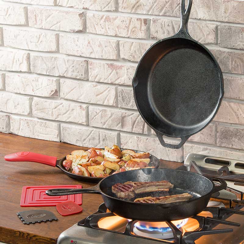 Essential Seasoned Cast Iron Pan Set | Kitchen Starter Bundle