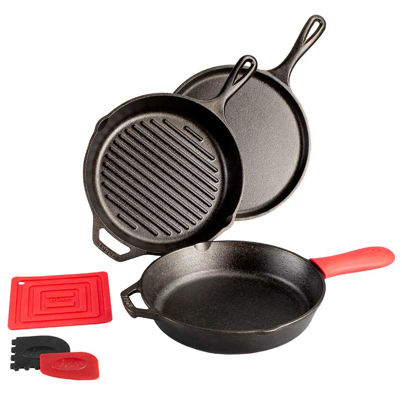 Essential Seasoned Cast Iron Pan Set | Kitchen Starter Bundle