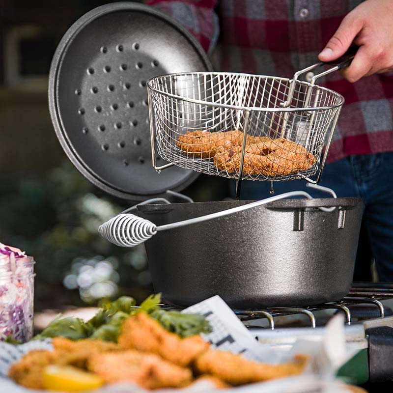 Seasoned Cast Iron Dutch Oven Frying Set | Versatile Cast Iron Cooking