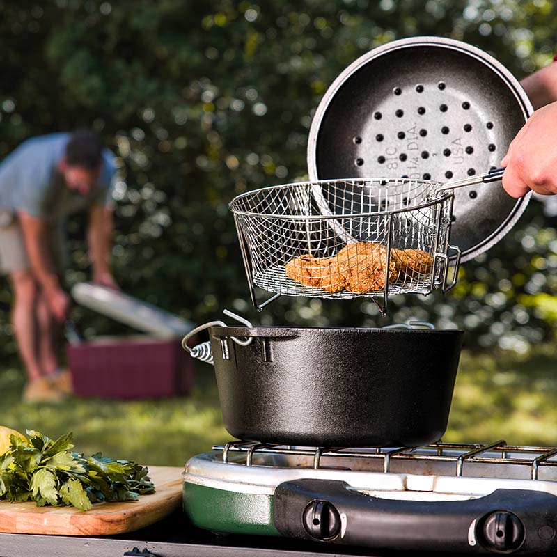 Seasoned Cast Iron Dutch Oven Frying Set | Versatile Cast Iron Cooking
