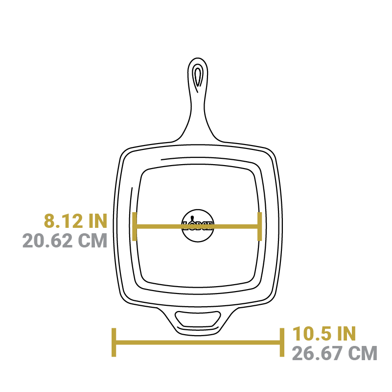 10.5 Inch Square Cast Iron Grill Pan | Stovetop and Grill Cooking