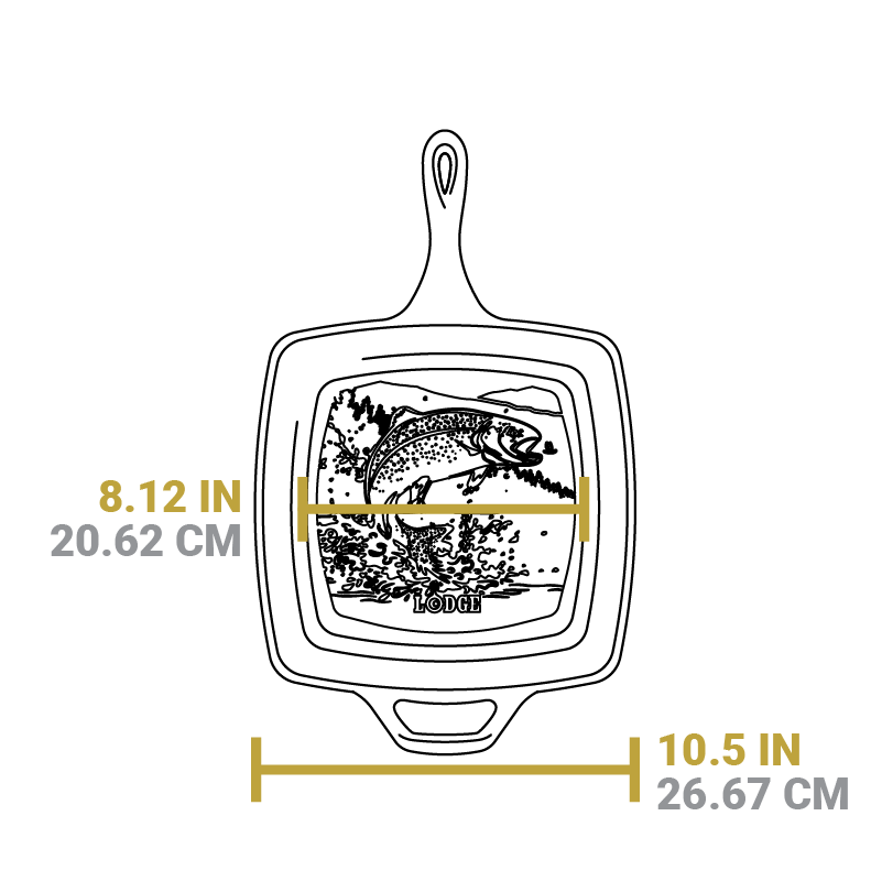Wildlife Square Grill Pan with Fish | Stovetop and Grill Cooking