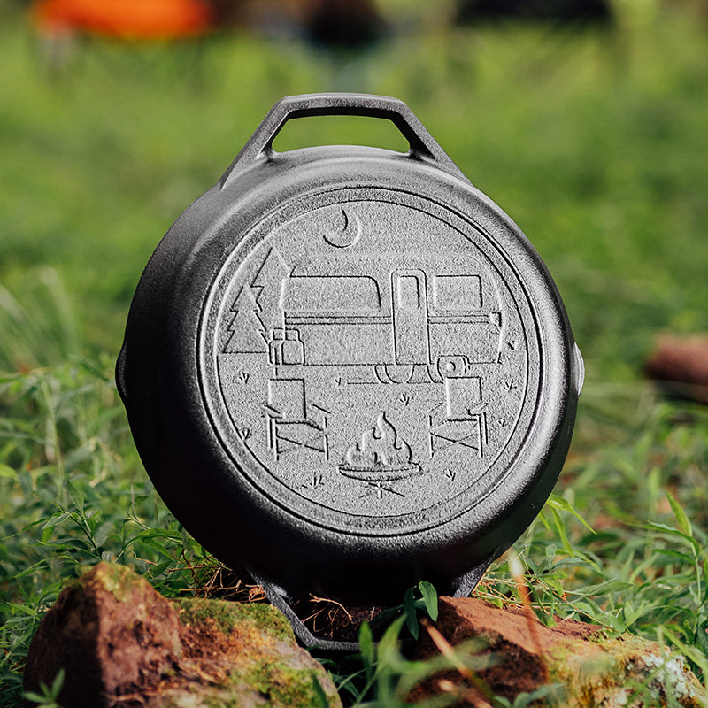 Wanderlust 10.25 Inch Cast Iron Dual Handle Camper Pan | Campfire Cooking Gear
