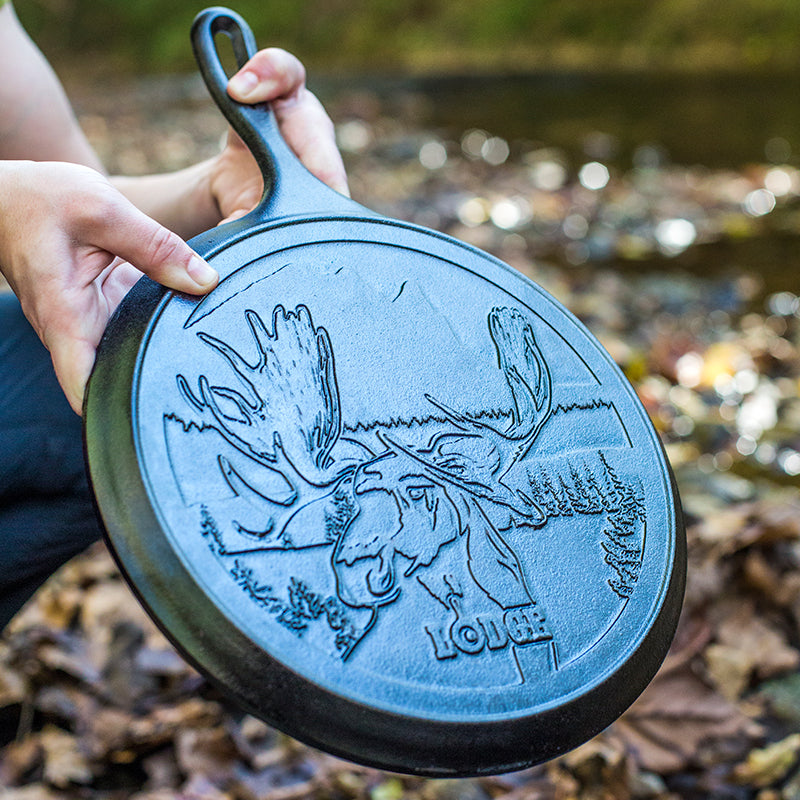 Wildlife Series 10.5 Inch Cast Iron Moose Griddle | Stovetop and Grill Cooking