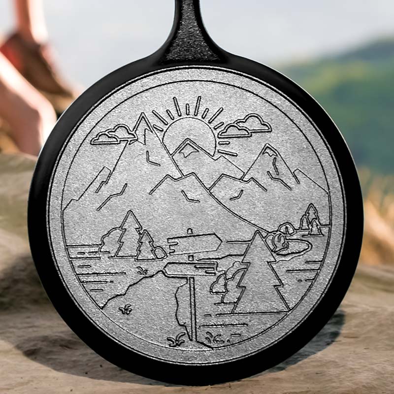 Wanderlust 10.5 Inch Cast Iron Mountain Griddle | Stovetop and Grill Cooking