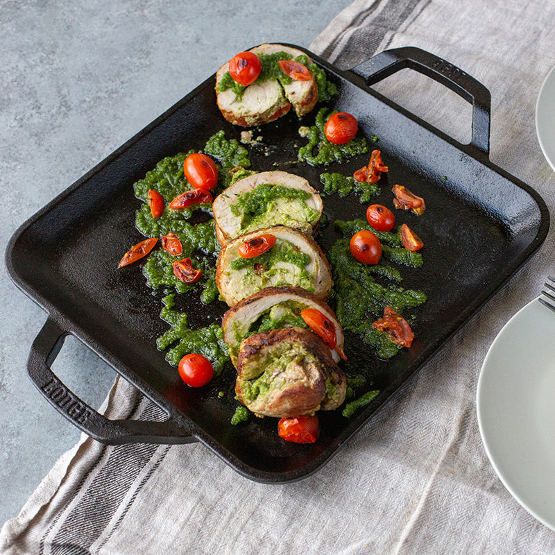 Chef Collection 11 Inch Cast Iron Square Griddle | Stovetop and Grill Cooking