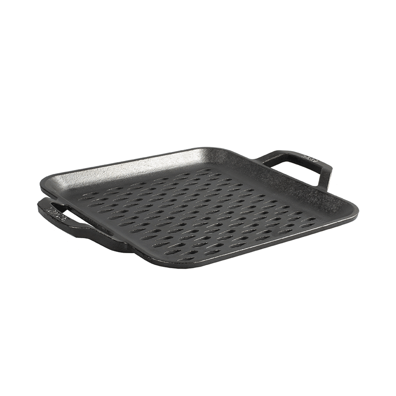 Chef Collection 11 Inch Cast Iron Square Grill Topper | Stovetop and Grill Cooking