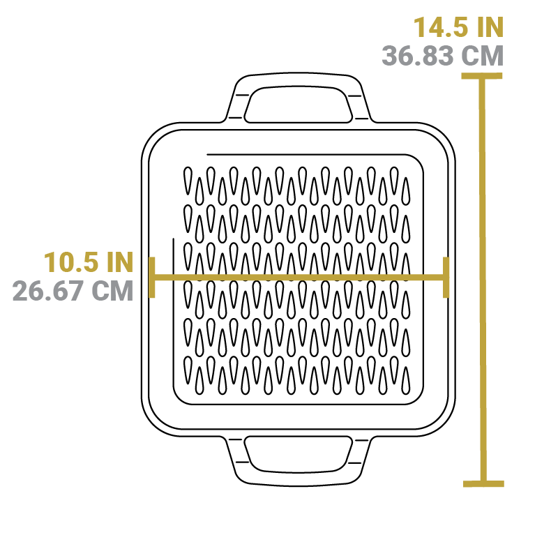 Chef Collection 11 Inch Cast Iron Square Grill Topper | Stovetop and Grill Cooking