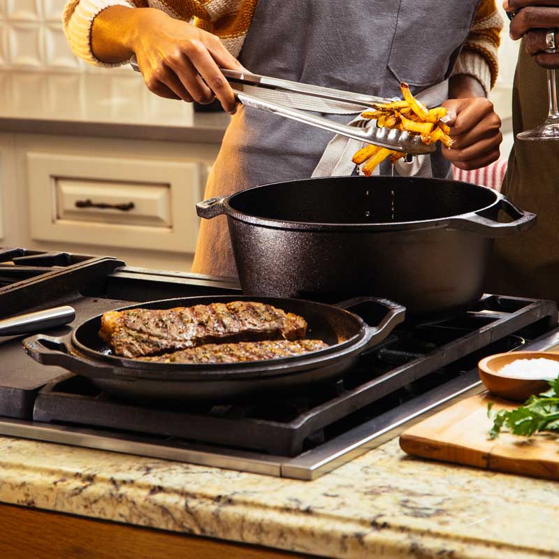 Chef Collection 6 Quart Double Dutch Oven | Versatile Cast Iron Cooking