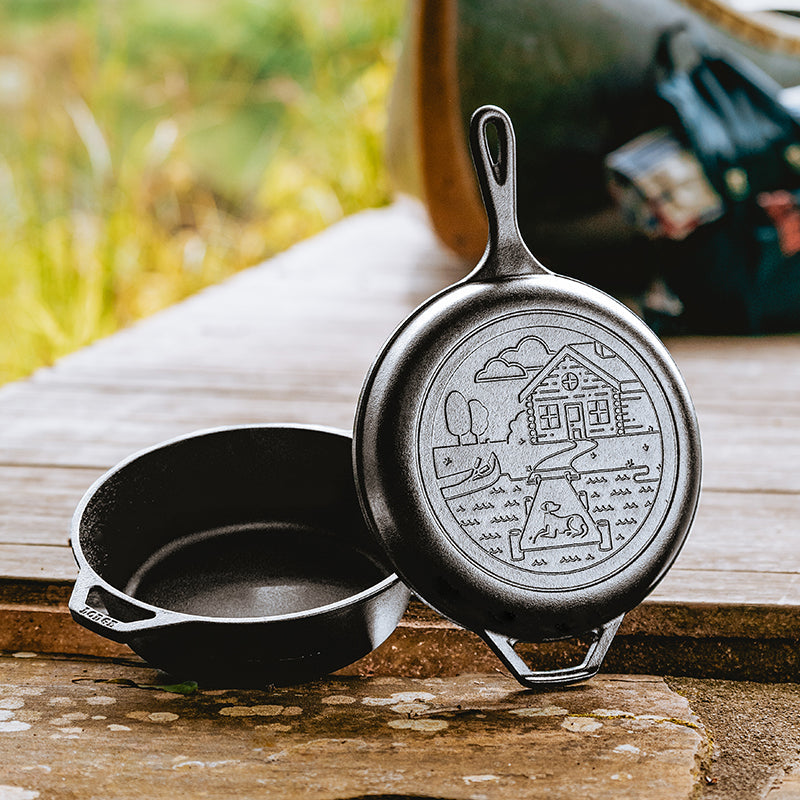 Wanderlust 3.2 Quart Cast Iron Cabin Combo Cooker | Versatile Cast Iron Cooking