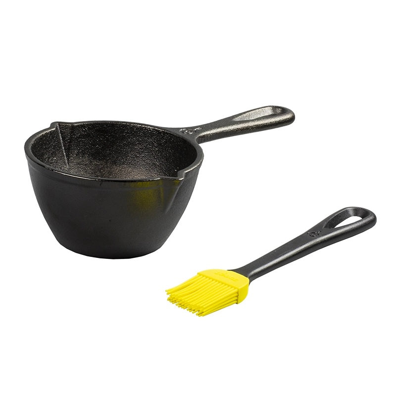 Cast Iron Melting Pot and Silicone Brush | Outdoor Cooking Essential