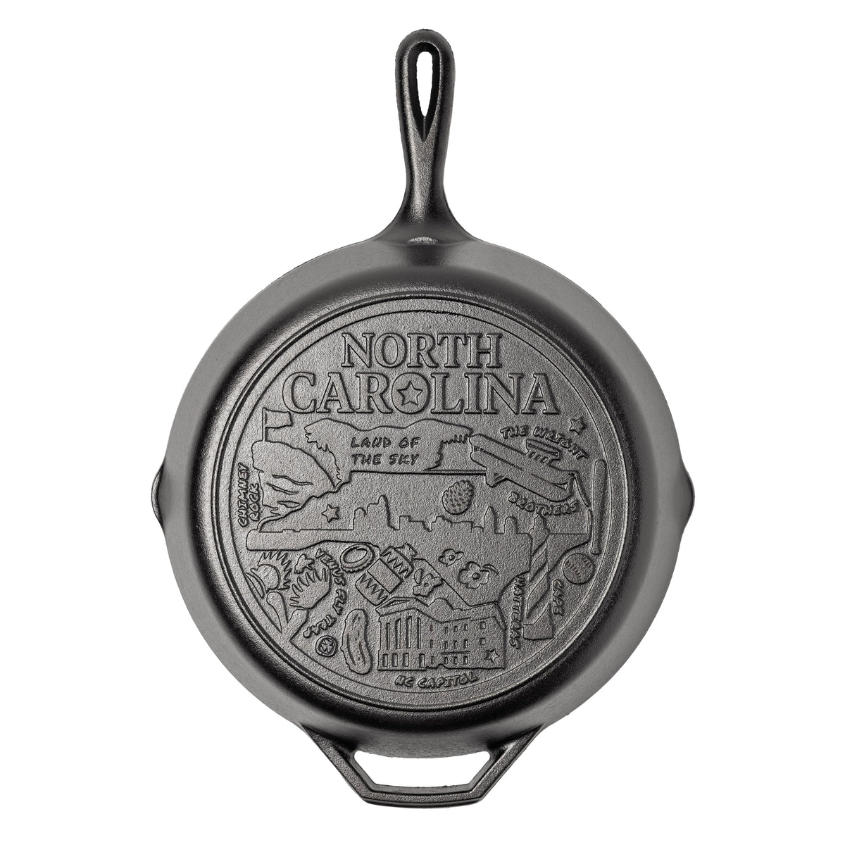 American Road Trip 12 Inch Seasoned Cast Iron Skillet, North Carolina | Everyday Seasoned Cast Iron