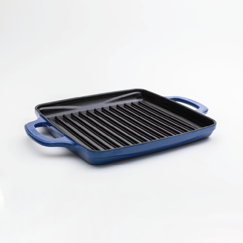 USA Enamel 11 Inch Enameled Cast Iron Grill Pan | Stovetop and Grill Cooking