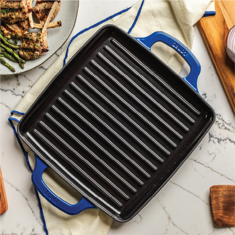 USA Enamel 11 Inch Enameled Cast Iron Grill Pan | Stovetop and Grill Cooking