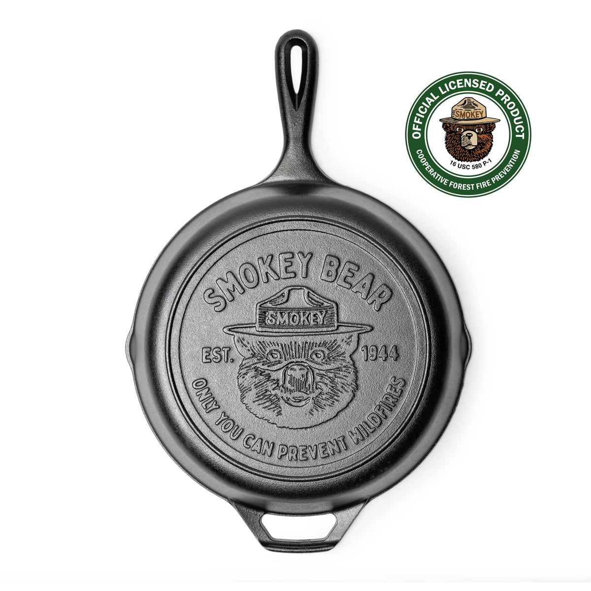 10.25 Inch Seasoned Cast Iron Smokey Bear Skillet | Everyday Seasoned Cast Iron