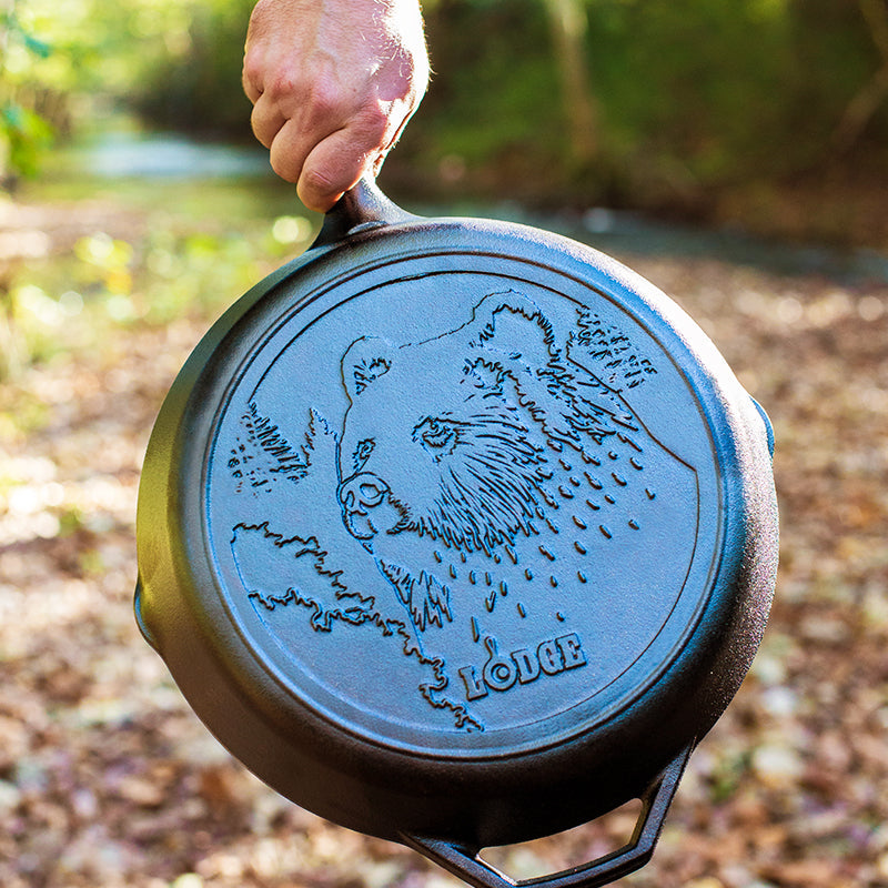 Wildlife Series 12 Inch Cast Iron Bear Skillet | Everyday Seasoned Cast Iron
