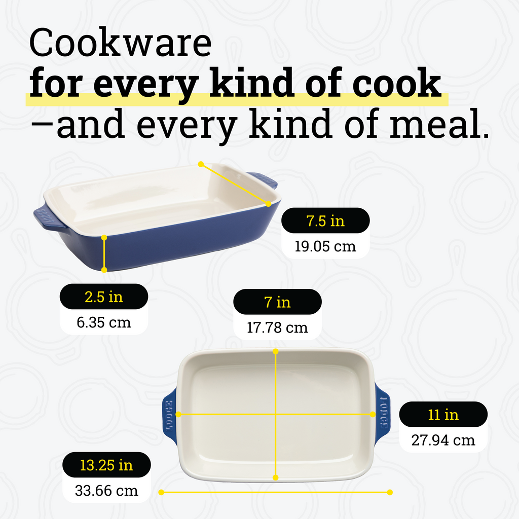 Medium Stoneware Casserole Dish, 11 x 7.5 Inch | Versatile Cast Iron Cooking
