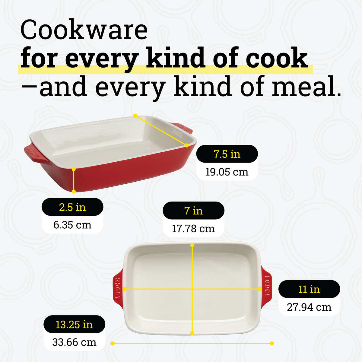 Medium Stoneware Casserole Dish, 11 x 7.5 Inch | Versatile Cast Iron Cooking